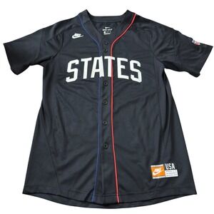 Nike US Soccer Dri-FIT Baseball Jersey Mens Medium Black Button Down FF07